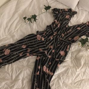 Floral striped jumpsuit